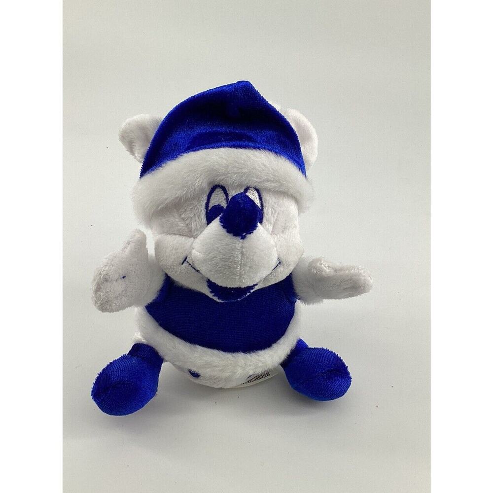Disney Store Mini Bean Bag Plush Blue White Mickey Mouse 6" Winter xmas